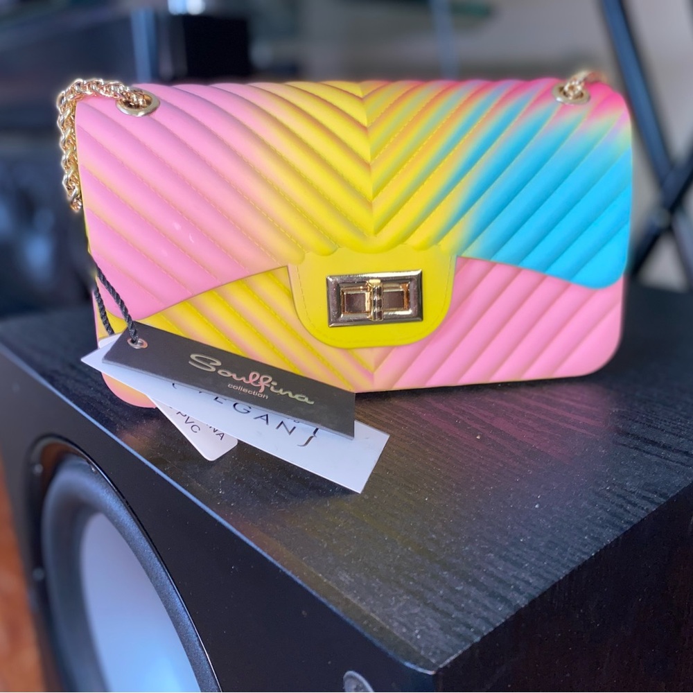 NEW Soulfina Collection with tags Multicolor Quilted Chain Bag